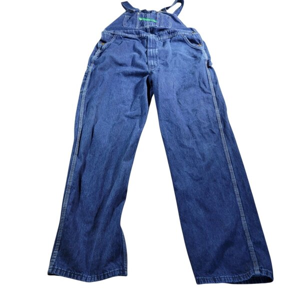 Key Imperial Overalls Men's 42x34 Carpenter Bibs Dark Blue Denim Jeans Workwear - Picture 1 of 6